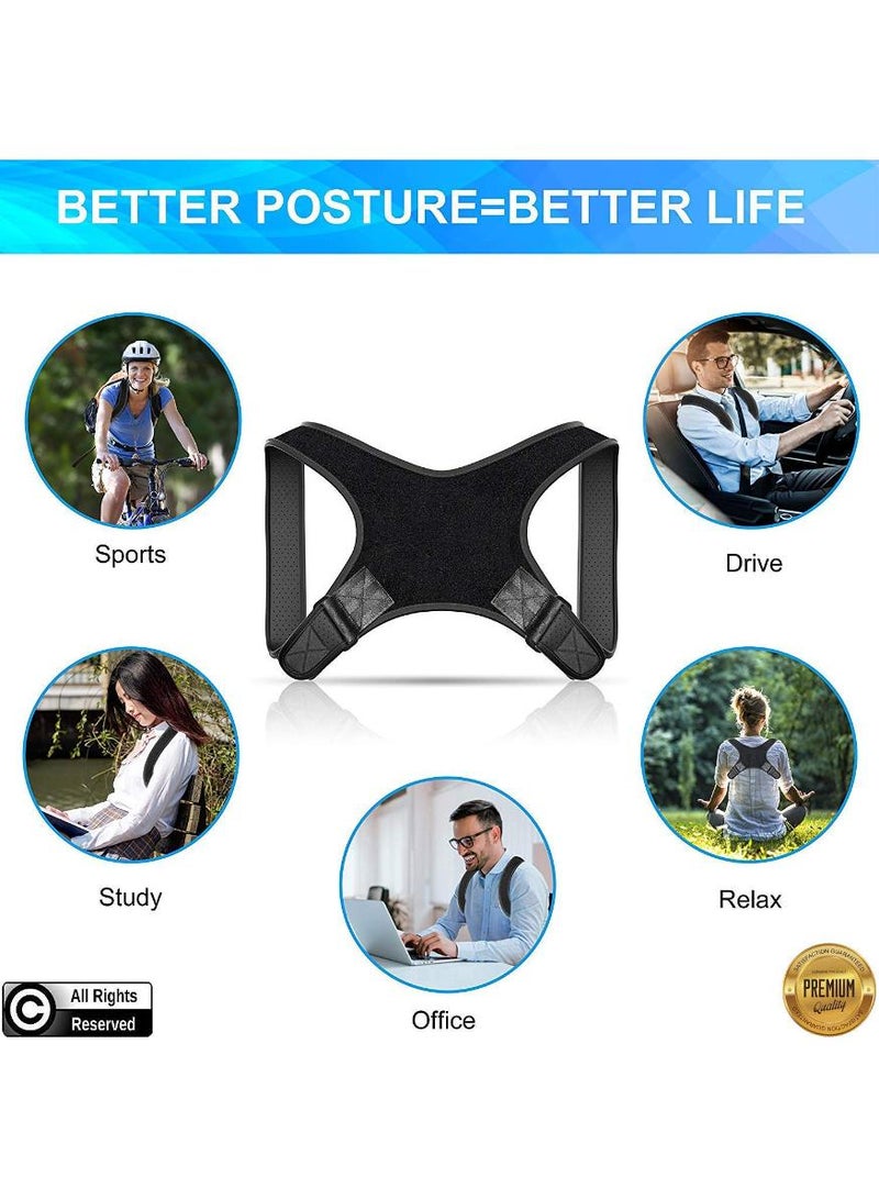 KHAJUL Adjustable Posture Corrector for Men and Women – Back Brace with Shoulder and Spine Support – Breathable & Invisible Pain Relief for Neck, Shoulder (Black) - Image 4