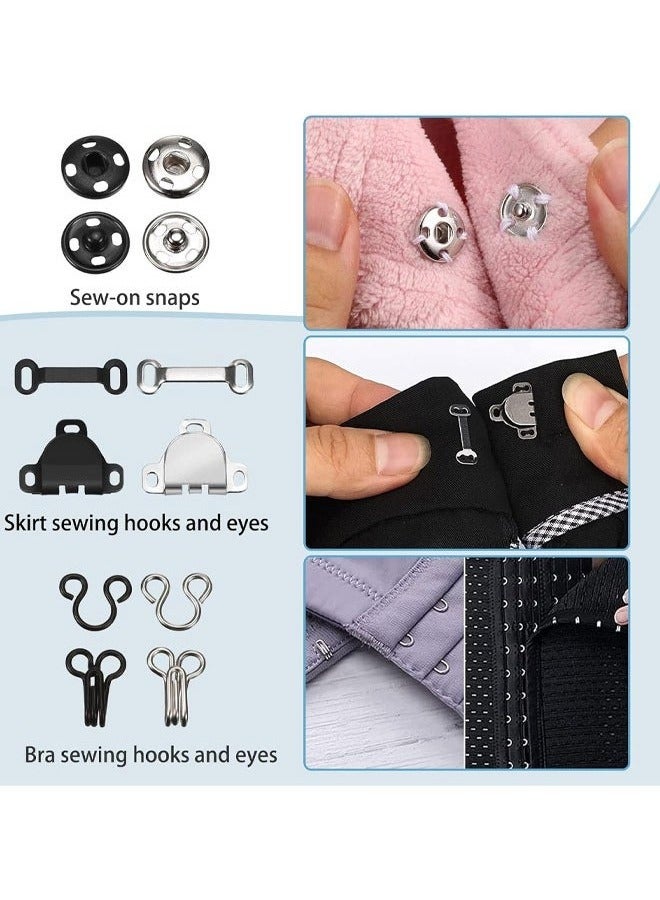 3 Styles Skirt Hooks and Eyes Sewing Hooks, Sewing Snap Garment Tools with Metal Snap Fastener Snaps, Suitable for Pants Skirt Bra Sewing DIY Making, 2 Colors (50 Pairs) 100pcs  - Image 3