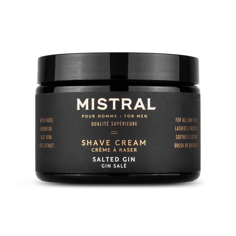 mistral Mistral Shave Cream Tub, Salted Gin, 9 Oz.