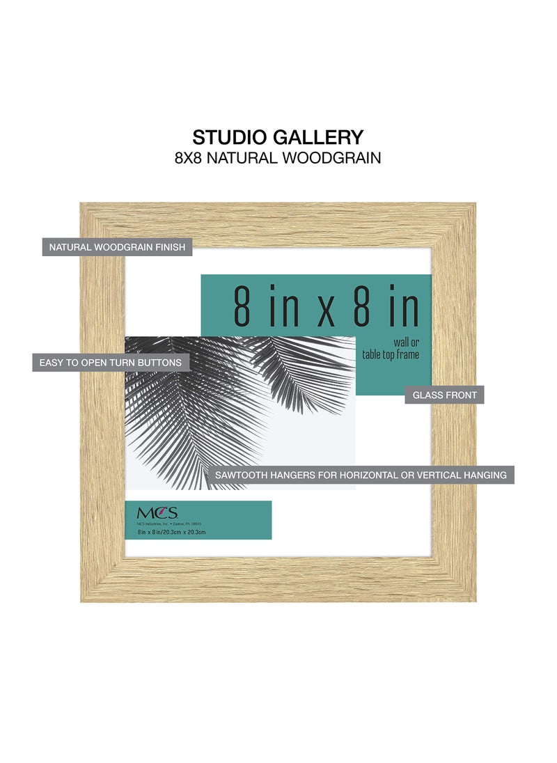 MCS MCS Studio Gallery 8x8 Picture Frame Natural Woodgrain  Wall Hanging & Easel for Tapletop Display  Square Photo Frame for Photos  Posters & Art Prints (2-Pack)  - Image 5
