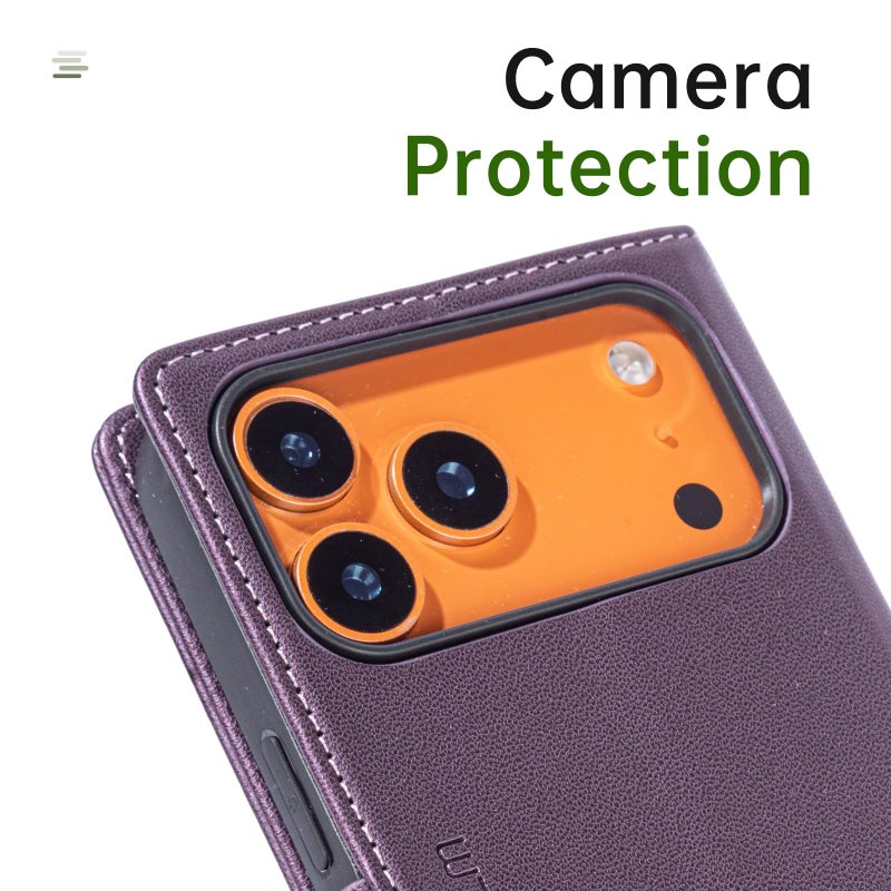 FLIPALM Wallet Case for iPhone 17 Pro Max with Credit Card Holder,PU Leather Folio Flip Kickstand Protective Shockproof Cover for Apple 17 Pro Max Phone Case (Purple, for iPhone 17 Pro Max - 6.9'') - Image 5