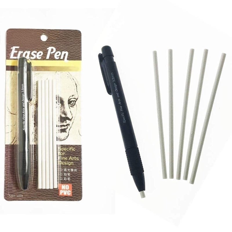 ARROLLIANT Combo White Paper Stump Blender, Eraser Pen,Kneadable Eraser, 2pc White Gel Pen & Sand Paper Folder,Artist Black Charcoal Powder 30grams for Beginners for Fine Artwork Sketching Drawing - Image 3