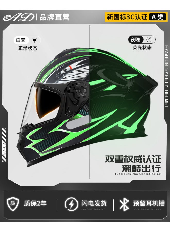 Full-Face Motorcycle Helmet with Bluetooth, DOT/3C Certified, HD Mirror Visor, for Men and Women, All Season