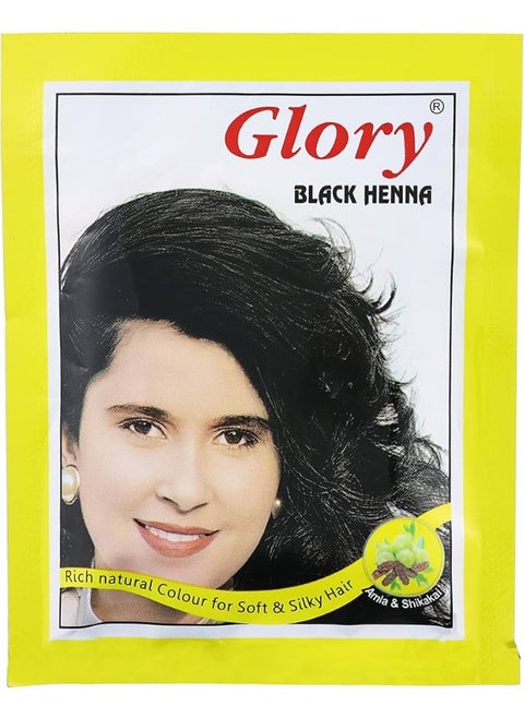 Glory henna with shikaki and amla, pack of 1 (1 sachet), 10 gm - black
