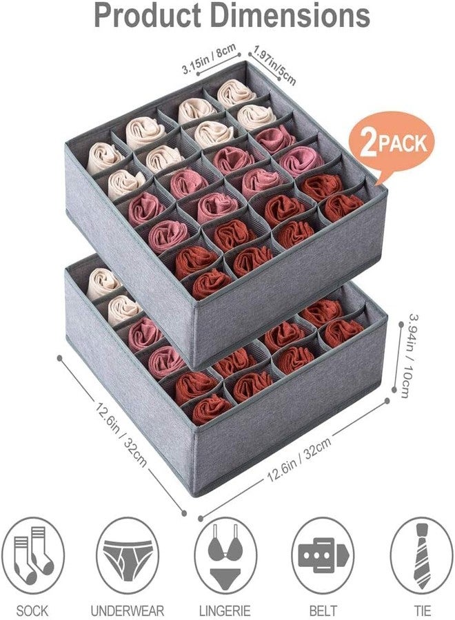 PASHANDOZ Closet Cabinet Storage Boxes for Storing Socks Lingerie Underwear Clothes Ties Belts Fabric Closet Drawer Storage Organizer with Compartments for Undergarments and Socks - (Pack of 2) - Image 2