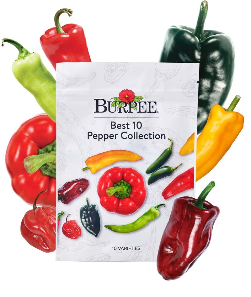 Burpee Best Collection | 10 Packets of Non-GMO Fresh Mix of Hot Pepper & Sweet Varieties | Jalapeno, Bell Pepper Seeds & More, Seeds for Planting - Image 1