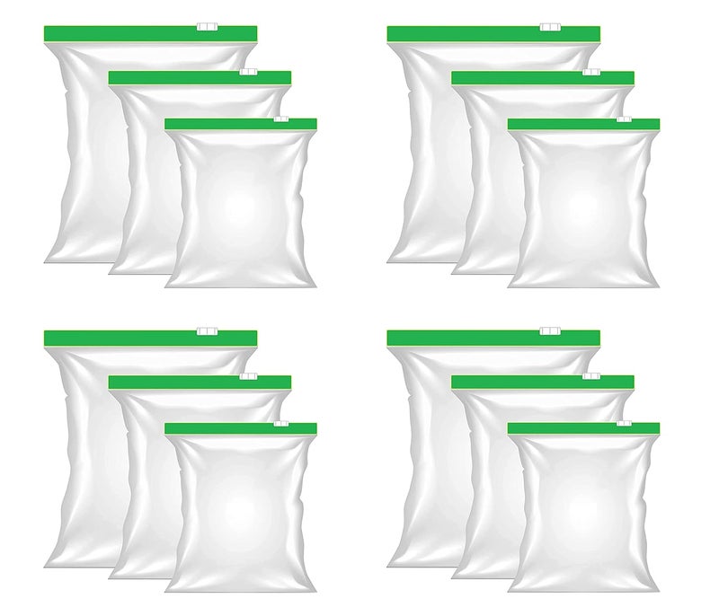 Dharj with DJ Dharj wiDJ Seal Freezer Food Storage Bags 24 Bags in 1 Box Microwave Safe Reusable Washable Transparent BPA Free 8 Small 8 Medium 8 Large Size Bag 24 - Image 1