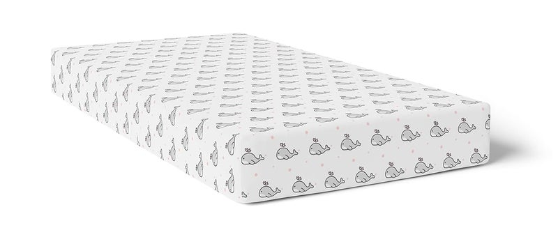 The White Cradle The White Cradle Flat Bed Sheet for Baby Cot Mattress Pure Organic Cotton Extra Large Super Soft Smooth Absorbent Breathable Twill Fabric for Infants Newborns Grey Whale with Pink Dots  - Image 3