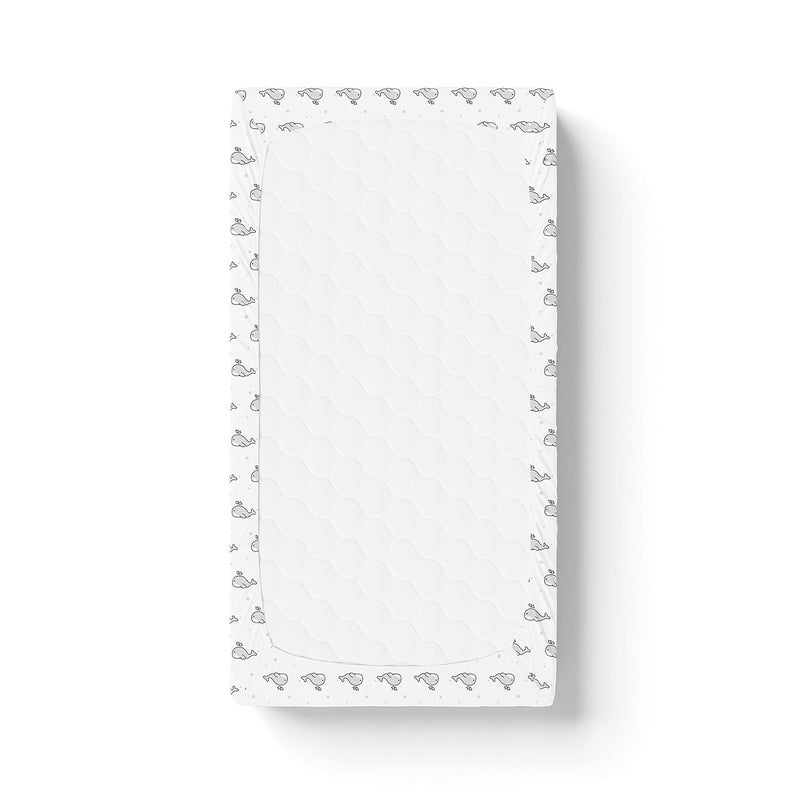 The White Cradle The White Cradle Flat Bed Sheet for Baby Cot Mattress Pure Organic Cotton Extra Large Super Soft Smooth Absorbent Breathable Twill Fabric for Infants Newborns Grey Whale with Pink Dots  - Image 4