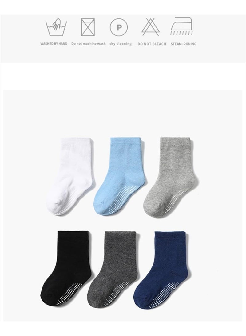 Daytoyz 6 Pairs Baby Kids Anti-slip Socks Cotton non-skid Ankle Socks, Fit for 3-5 Years Old Kids-M - Image 2