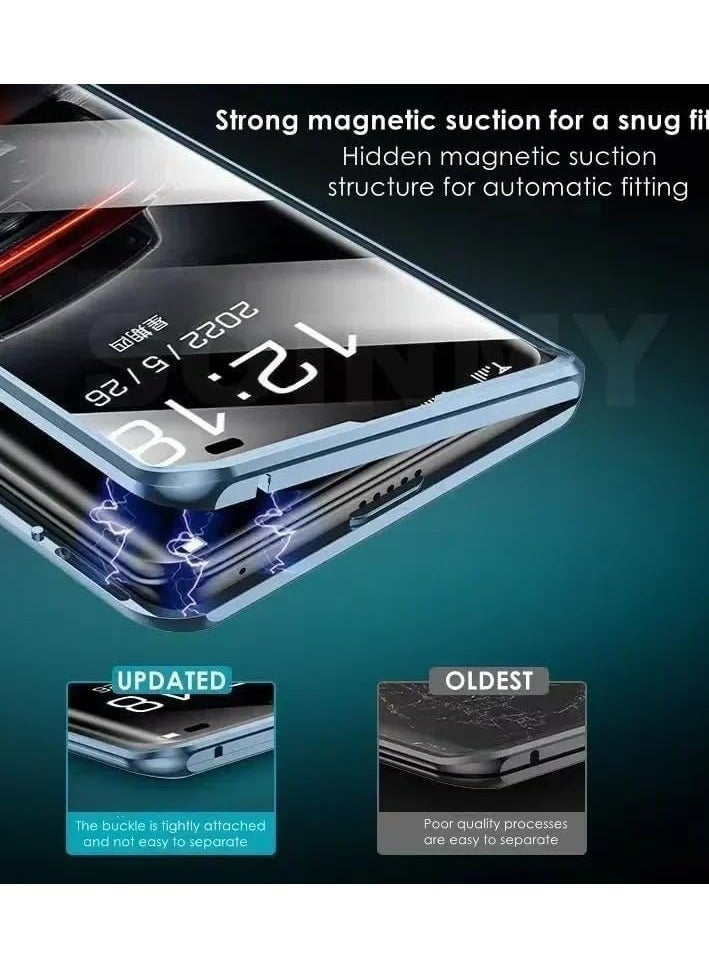 general Compatible with Honor Magic 6 Pro Plain Leather Full Shell, Front Glass Back Leather Magnetic Shell, Ultra-thin Anti-drop Metal Protective Case - Image 3