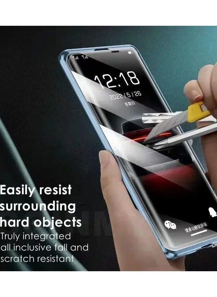 general Compatible with Honor Magic 6 Pro Plain Leather Full Shell, Front Glass Back Leather Magnetic Shell, Ultra-thin Anti-drop Metal Protective Case - Image 4