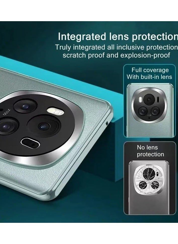 general Compatible with Honor Magic 6 Pro Plain Leather Full Shell, Front Glass Back Leather Magnetic Shell, Ultra-thin Anti-drop Metal Protective Case - Image 5