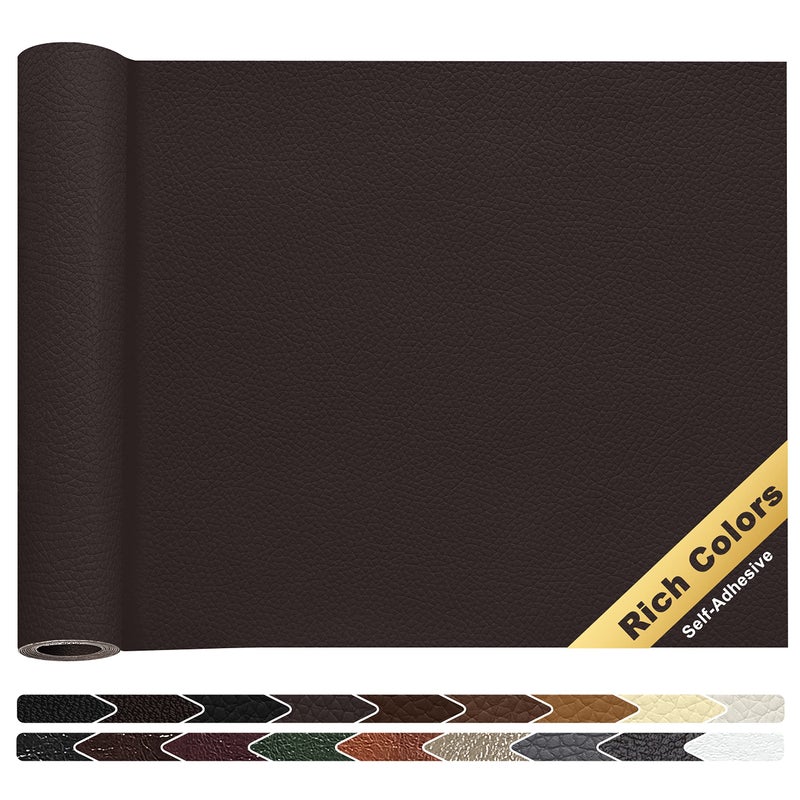 KING MOUNTAIN Leather Repair Patch16 x 60 Inches self Adhesive Leather Repair Tape for Damaged Leather Furniture Sofa SeatingCar Seats Leather GoodsDark Brown