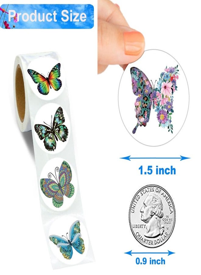 Hohamn 1.5 Inch Butterfly Stickers Roll - 600 Pcs Round Butterfly Label Stickers for Kids, Girls, Party Favors & Decoration - Image 3