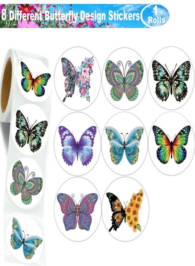Hohamn 1.5 Inch Butterfly Stickers Roll - 600 Pcs Round Butterfly Label Stickers for Kids, Girls, Party Favors & Decoration - Image 2