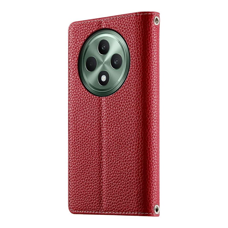 إيروريكس جراب هاتف جلدي بسحاب متعدد البطاقات مع حزام قصير لهاتف OPPO Reno12 F 4G / 5G / F27 (أحمر) - Image 3