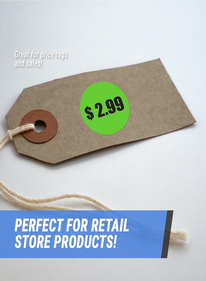 OfficeSmartLabels $2.99 Preprinted Price Stickers - 1.5 Inch Circle Round in Fluorescent Neon Green for Retail Store, Garage Sale, Yard Sale, Flea Market Pricing Labels and More - 300 Labels per Pack - Image 4