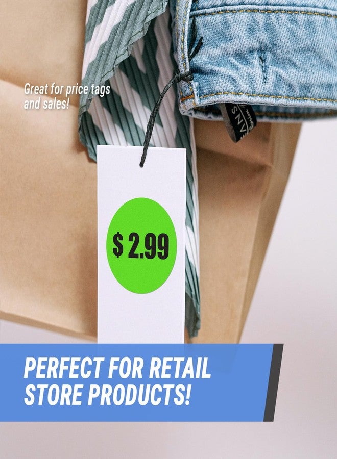 OfficeSmartLabels $2.99 Preprinted Price Stickers - 1.5 Inch Circle Round in Fluorescent Neon Green for Retail Store, Garage Sale, Yard Sale, Flea Market Pricing Labels and More - 300 Labels per Pack - Image 3