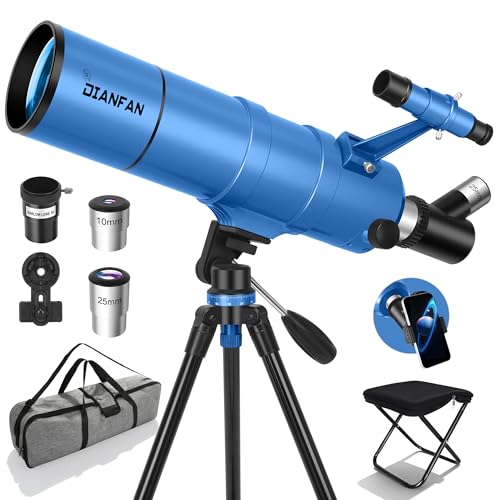 Dianfan Telescope for Kids & Adults, 90mm Aperture 550mm Astronomical Professional Telescope for Adults High Powered, Portable Travel Telescopes for Beginners with Tripod & Adapter, Bag, Folding Stool - Image 1