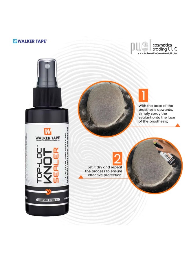 Walker Tape® Top-Loc Knot Sealer Spray 4 fl oz – Protects Delicate Knots, Reduces Shedding, Extends Hair System Life – Low Odor Mesh Wig & Toupee Knot Sealer for Salons & At-Home Hair System Care - Image 2