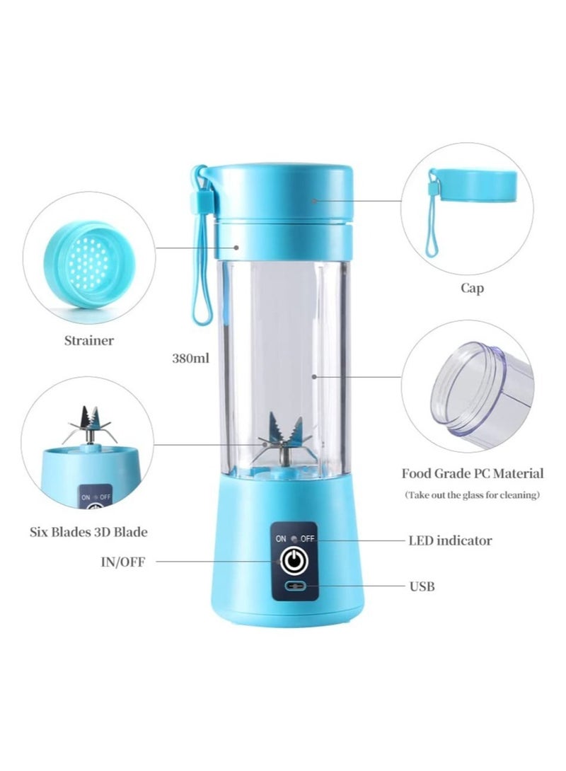 ELTRAZONE Portable Blender Cup,Electric USB Juicer Blender,Mini Blender Portable Blender For Shakes and Smoothies, Juice,380ml, Six Blades Great for Mixing - Image 2