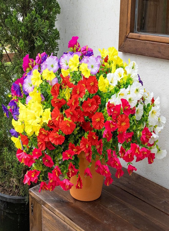 CLEANGOR 14 Pcs Artificial Petunias for Outdoors, UV Resistant Artificial Outdoor Plants, Faux Petunias for Outdoor Planters, for Spring Summer Garden, Front Door, Window Box, Home Decor (7 Color) - Image 1