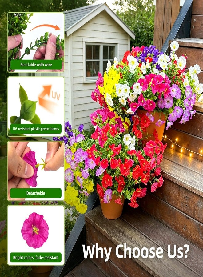 CLEANGOR 14 Pcs Artificial Petunias for Outdoors, UV Resistant Artificial Outdoor Plants, Faux Petunias for Outdoor Planters, for Spring Summer Garden, Front Door, Window Box, Home Decor (7 Color) - Image 4