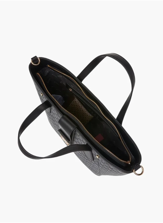 ايل Womens Monogram Embossed Tote Bag With Zip Closure