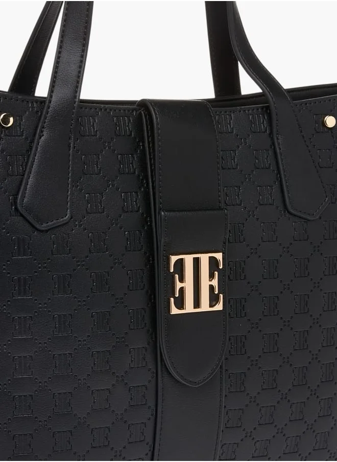 ايل Womens Monogram Embossed Tote Bag With Zip Closure