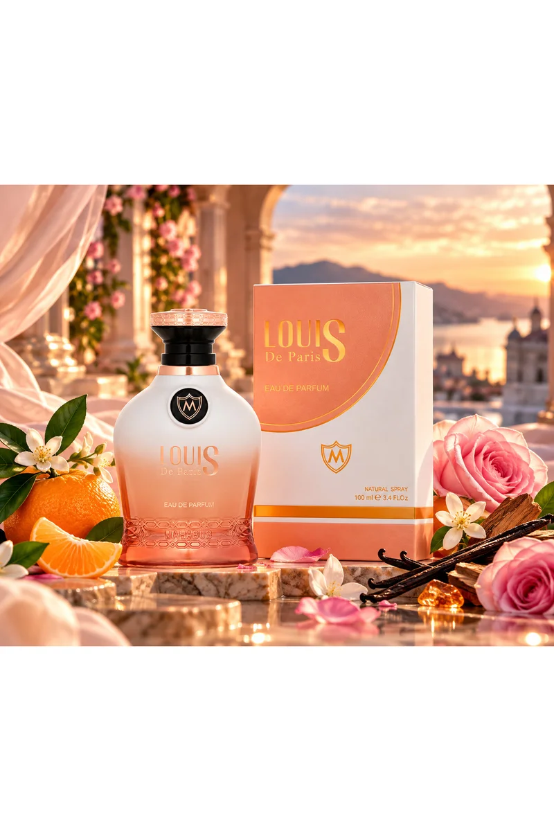 محبوب للعطور Louis De Paris White Eau de Parfum 100ml | Mandarin, Rose & Vanilla Fragrance | Elegant Floral Scent