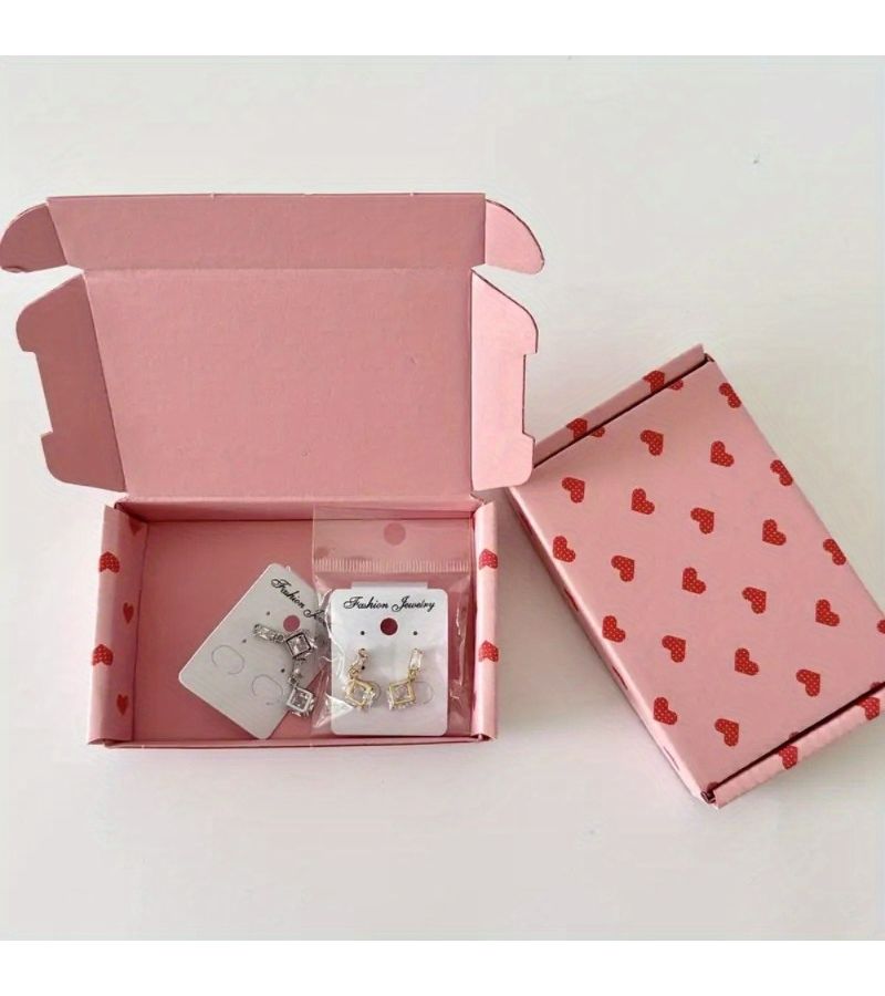 25 Pink Heart Shaped Gift Boxes with Red Hearts Wedding Party Favors - Image 5