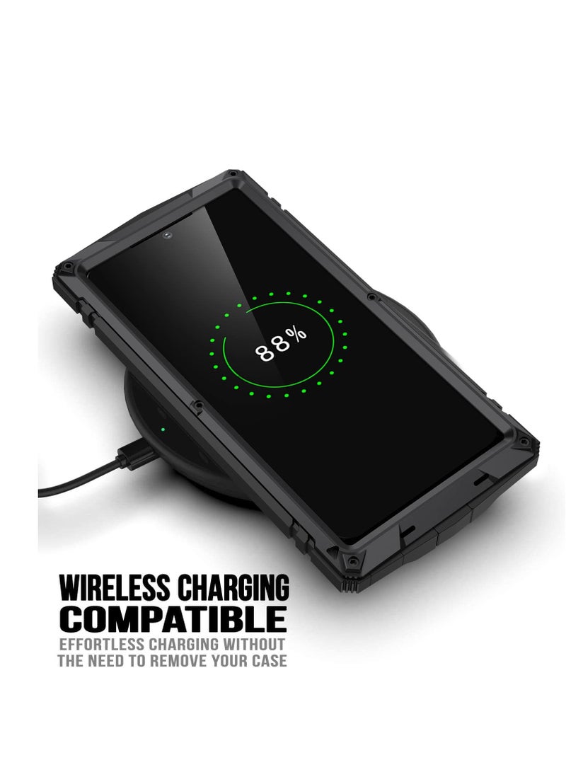 Aookay For Samsung Galaxy S23 Ultra Metal Phone Case with Screen Protector, 3 Layers Full Body Shockproof Dustproof Aluminium Silicone Case for Samsung S23 Ultra Case with Kickstand (Black) - Image 5