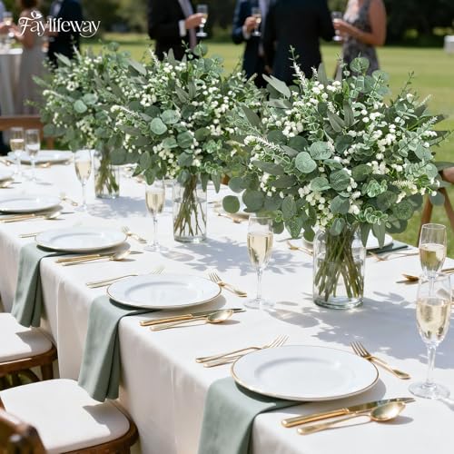 Faylifeway 150Pcs 5 Kind Mixed Greenery Eucalyptus Stems Bulk for Wedding Decor, Babies Breath Flowers Artificial & Greenery for Centerpieces DIY Bouquets Vases Table Home Decor - Image 5