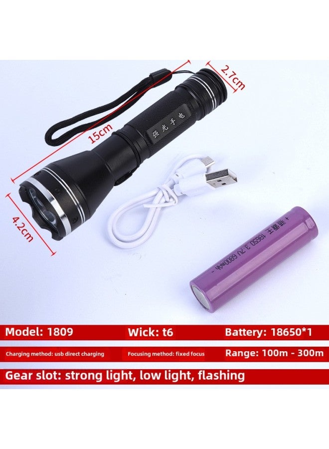 Aluminum Alloy High-Power Long-Lasting Outdoor Flashlight Powerful Illumination Portable Lighting Tool For Security And Rescue-Product Specifications:1809 - Image 1
