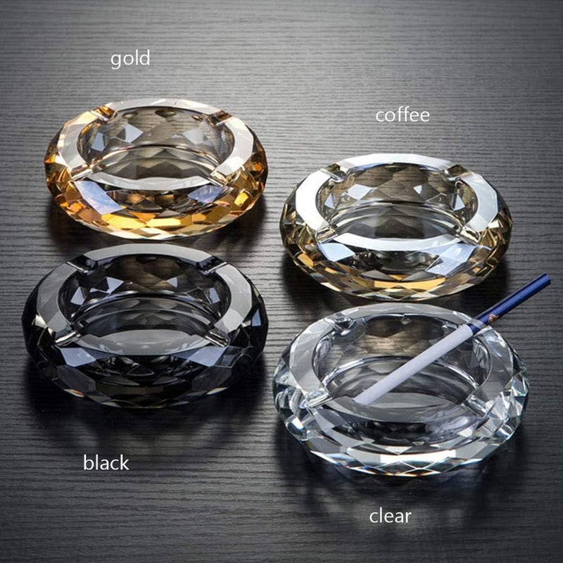Glass Ashtray: Transparent Glass - Sturdy Desk Ashtray for Home Office Tabletop Use - Image 2