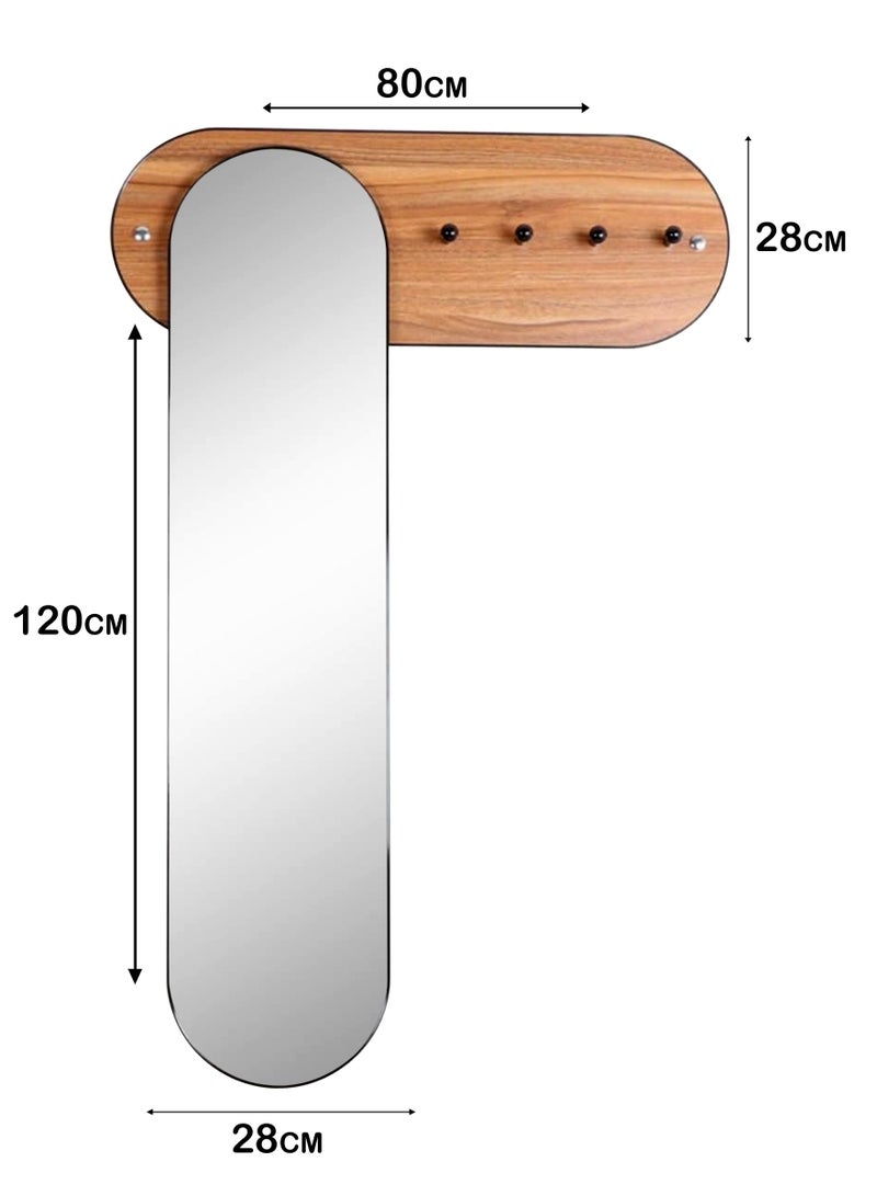 Wood Rack Wall Mounted Hanging Rack, Mirror 120*28 cm Hanger 80*28 cm - Image 3
