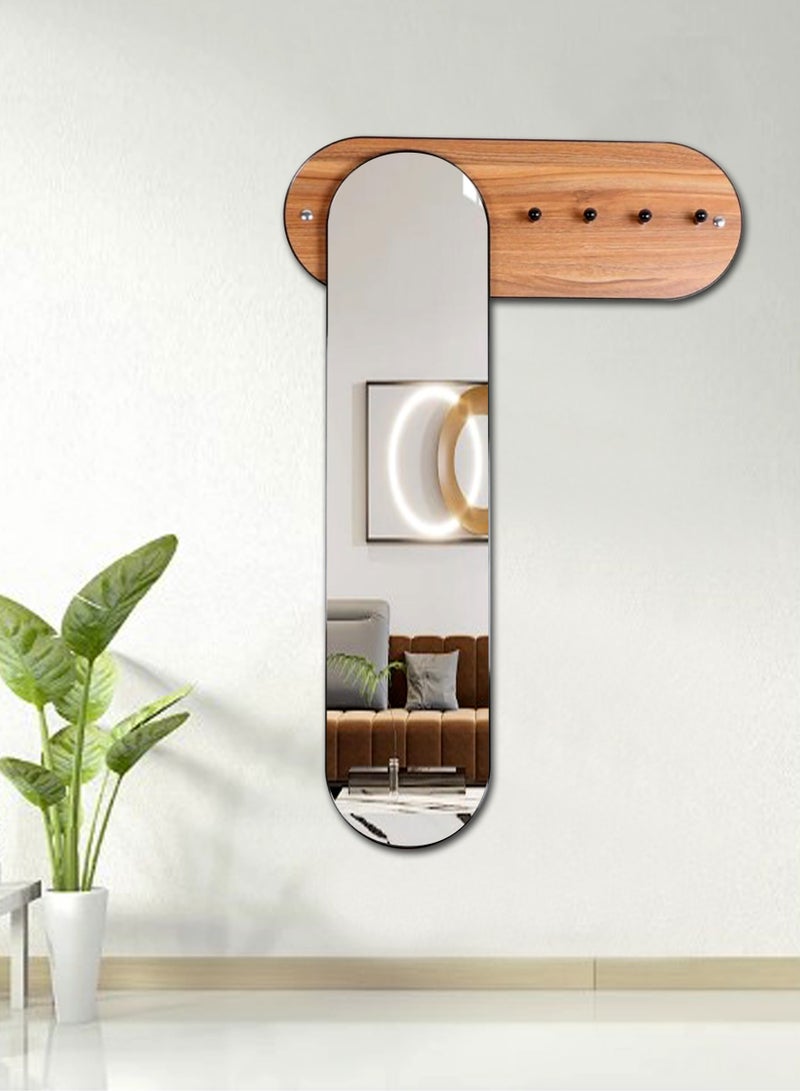 Wood Rack Wall Mounted Hanging Rack, Mirror 120*28 cm Hanger 80*28 cm - Image 5