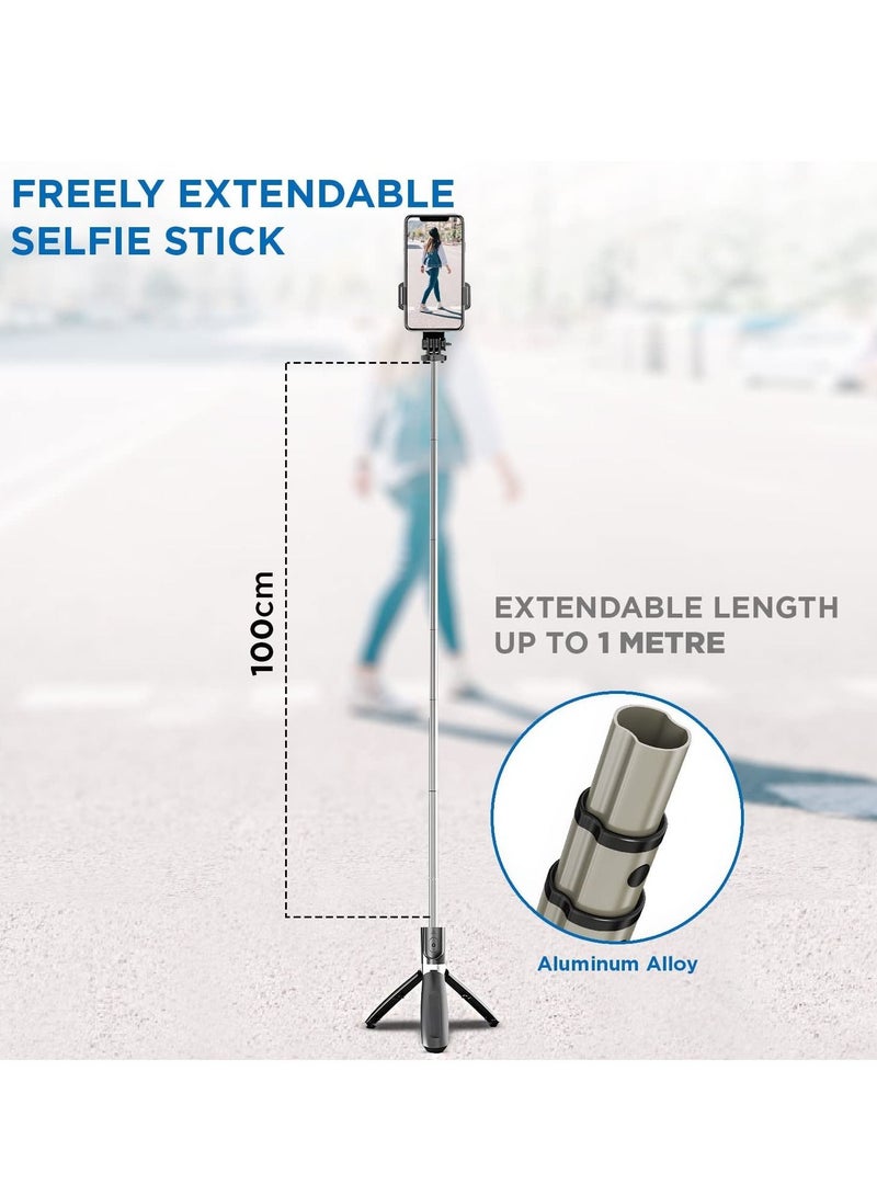 Selfie Stick Tripod Bluetooth remote, Extendable 1m Telescopic Selfie Stick, Handheld Tripod, Wireless Remote compatible with iPhone 12/Xs/iPhone 8/iPhone 11/11pro, Galaxy S10/S9 Plus/S8/Note8 - Image 4
