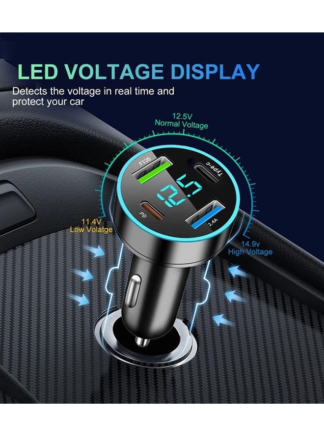 Fast Car Charger 4 Port USB Car Charger Adapter PD QC3.0 Type-C Charger for Car Truck SUV, Compatible with Galaxy S24 Ultra, iPhone 15/15 Pro/15 Pro Max, MacBook/iPad, Steam Deck, etc Black - Image 5