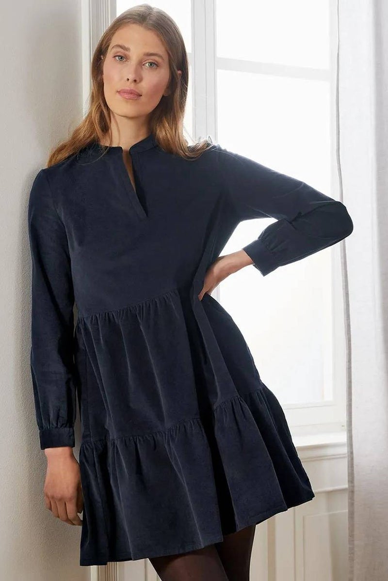 Tchibo فستان كاجوال قصير من قماش الكوردروي للنساء، أزرق داكن - Image 1