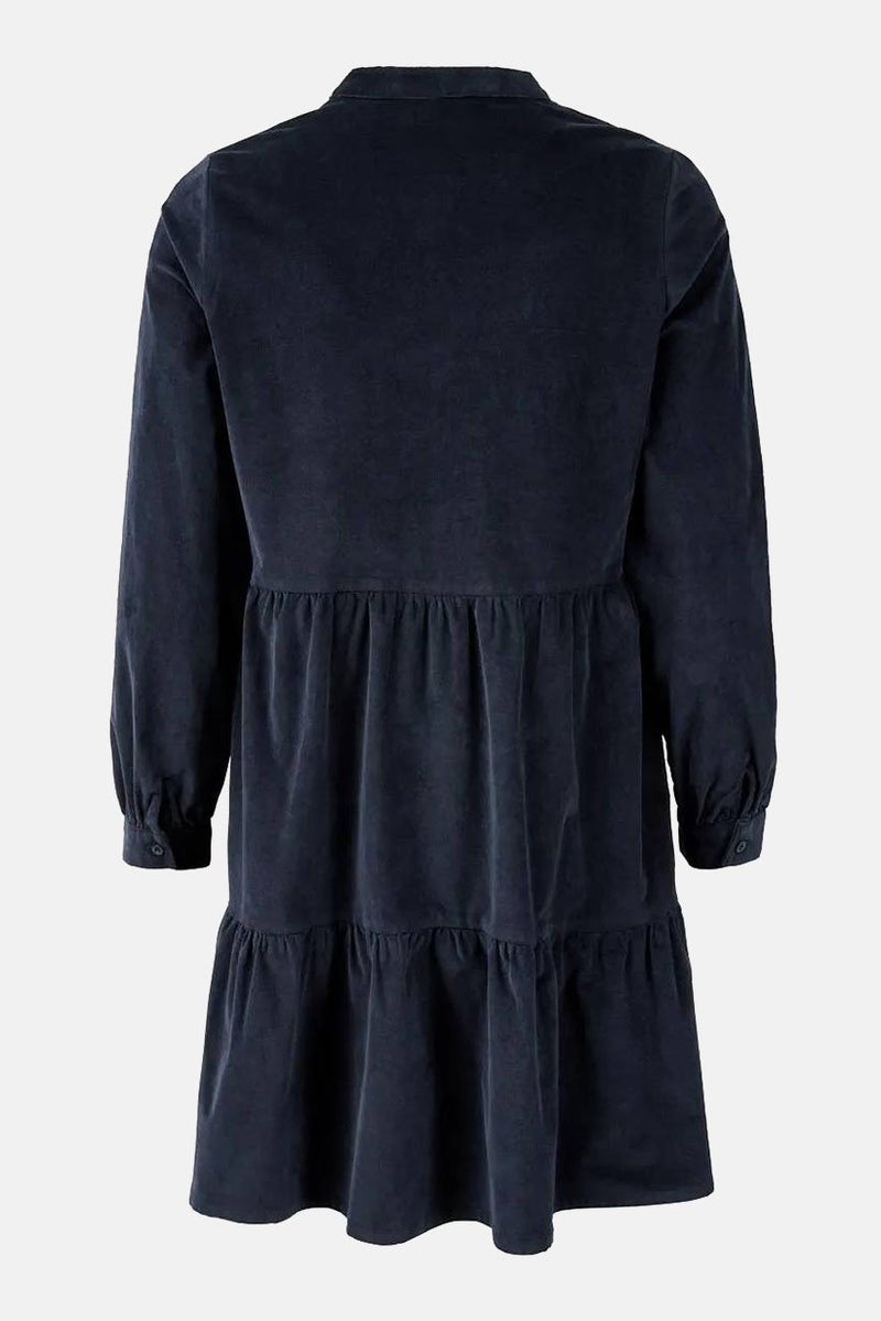 Tchibo فستان كاجوال قصير من قماش الكوردروي للنساء، أزرق داكن - Image 2