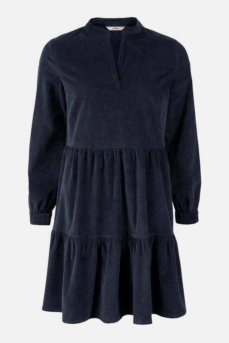 Tchibo فستان كاجوال قصير من قماش الكوردروي للنساء، أزرق داكن - Image 3