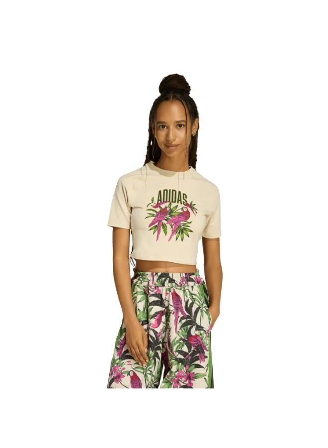 Adidas ADIDAS x FARM RIO GRAPHIC CROPPED T-SHIRT