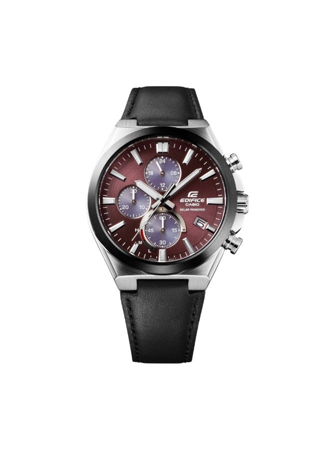 Casio Edifice EQS-950BL-5AVUDF Men’s Solar Chronograph Watch, Stainless Steel, Brown Dial, Blue Leather Strap, 100m Water Resistance - Image 2