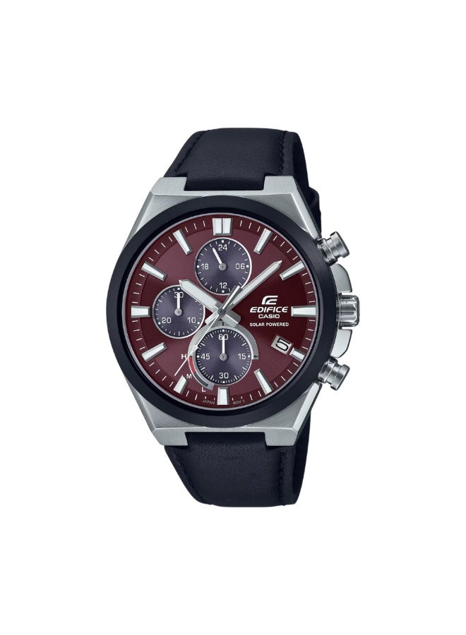 Casio Edifice EQS-950BL-5AVUDF Men’s Solar Chronograph Watch, Stainless Steel, Brown Dial, Blue Leather Strap, 100m Water Resistance - Image 1