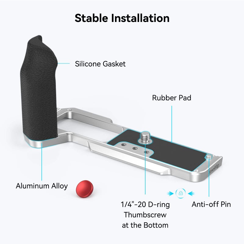SmallRig X-T5 Handgrip L-Shape Grip for FUJIFILM X-T5 Camera, Built-in Quick Release Plate for Arca, Silicone Side Handle, Shutter Button, Lightweight and Comfort - 4136 - Image 3