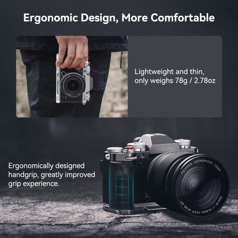 SmallRig X-T5 Handgrip L-Shape Grip for FUJIFILM X-T5 Camera, Built-in Quick Release Plate for Arca, Silicone Side Handle, Shutter Button, Lightweight and Comfort - 4136 - Image 4