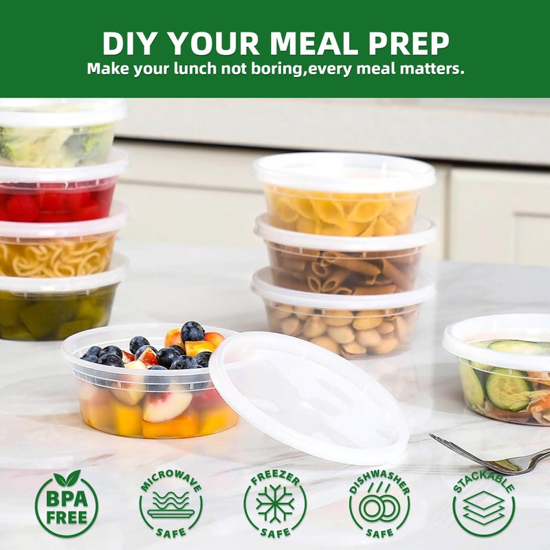 APSIC Plastic Deli Containers with Lids, 24 Sets 64oz Leakproof Soup Storage Containers for Restaurant, Round Takeout Deli Cups for Food Slime Meal Prep Leftover, BPA Free, Microwave/Freezer Safe - Image 5