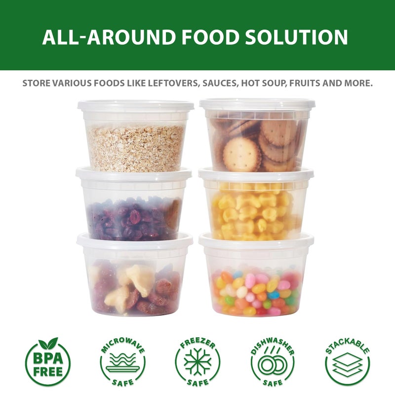 APSIC Plastic Deli Containers with Lids, 24 Sets 64oz Leakproof Soup Storage Containers for Restaurant, Round Takeout Deli Cups for Food Slime Meal Prep Leftover, BPA Free, Microwave/Freezer Safe - Image 4